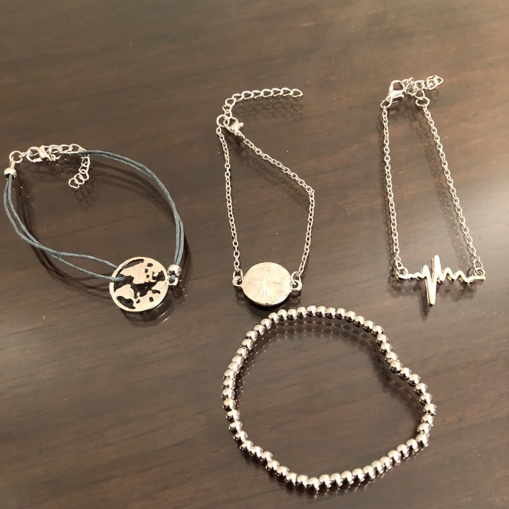 NWT 4pc Silver & Blue Bracelet Bangle Set - Picture 3 of 4